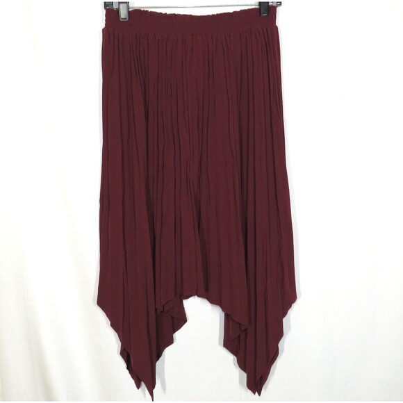 Halara Burgundy Lightweight Pleated Flowy Handkerchief Hem Skirt Size XS - Picture 3 of 7